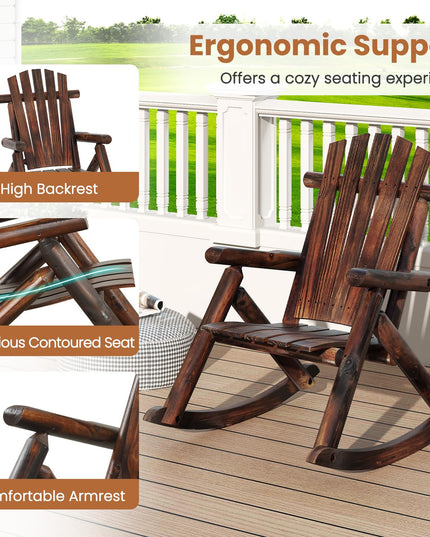 Giantex 1/2 Pcs Outdoor Wooden Rocking Chair(27”x36”x 38”)