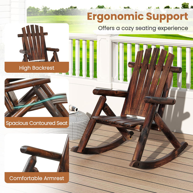 Giantex 1/2 Pcs Outdoor Wooden Rocking Chair(27”x36”x 38”)