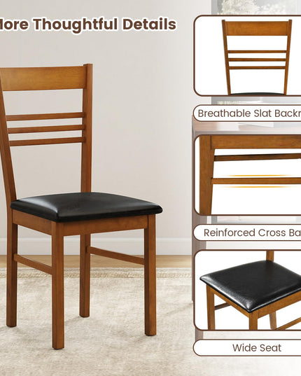 Giantex Wooden Armless Dining Chairs Set of 2/4 w/Slat Backrest