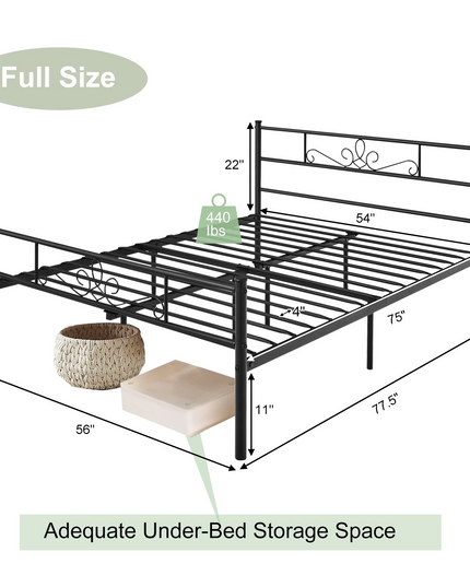 Mattress Foundation w/Heavy Duty Steel Slat Support, No Box Spring Needed