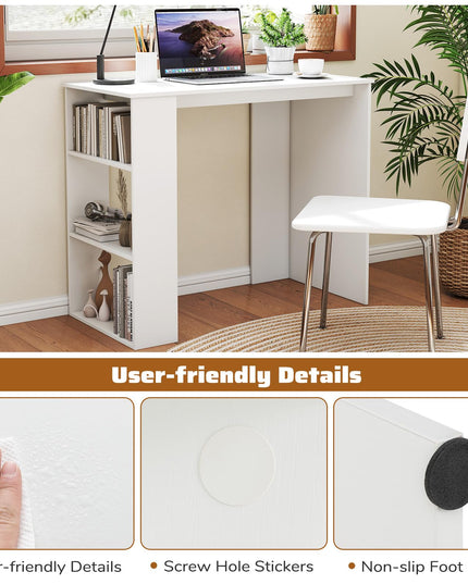 Giantex 35.5 Inch Compact Home Office Desk with Storage Bookshelf