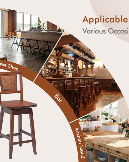 Giantex 24.5 Inch Counter Height Bar Stool with Rattan Back