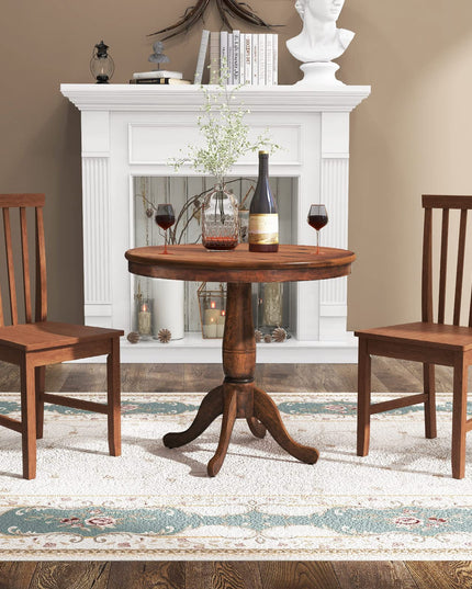 3-Piece Kitchen Table Set, Mid-Century Round Dining Table & Chairs Set for 2, Walnut