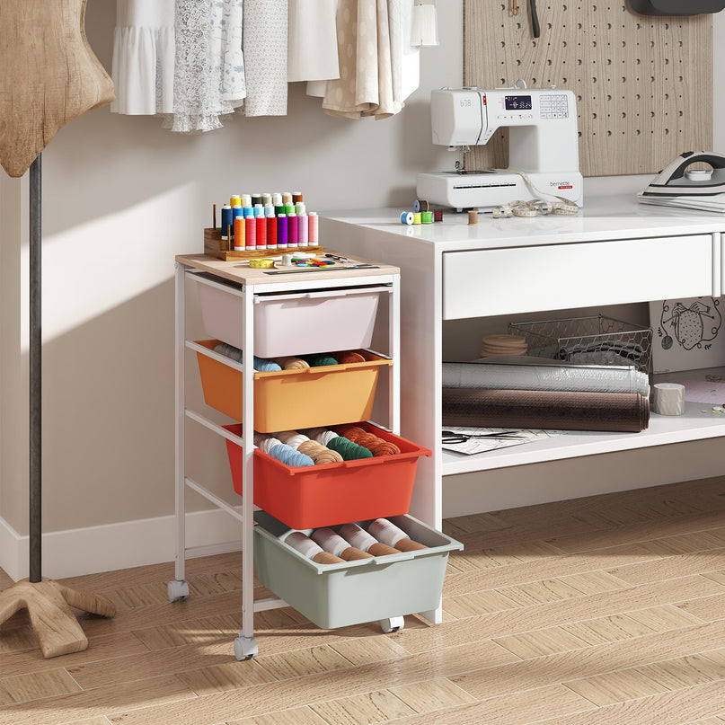 Giantex Rolling Storage Cart with 4 Drawers Utility Cart（28"H）