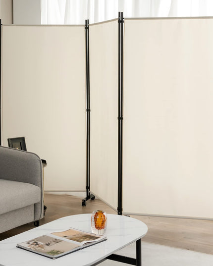 Giantex 3 Panel Room Divider with Wheels, 103''W x 71''H Folding Privacy Screen