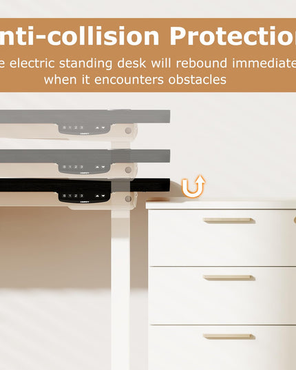Giantex Bureau Debout Électrique à Double Moteur Réglable en Hauteur 140 x 71 cm avec Conception Anti-Collision