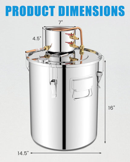 Giantex 5 or 10 Gal Alcohol Still,2 Pots Stainless Steel Alcohol Still, Multi-purpose Home Brewing Kit for DIY Whiskey, Brandy, Beer, Silver