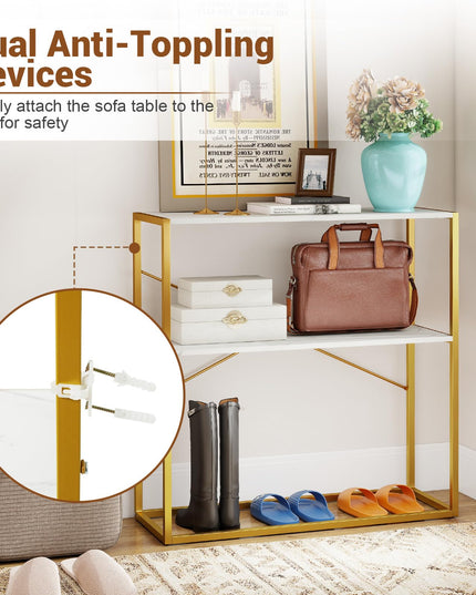 Giantex 36" Console Table with Open Storage Display Shelves and Heavy Duty Metal Frame