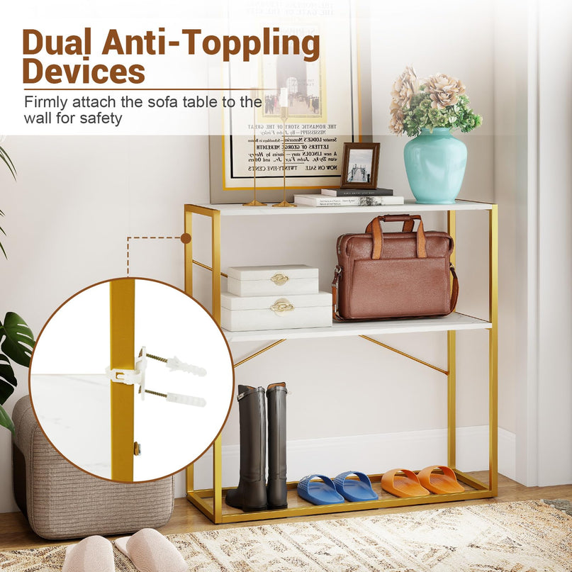 Giantex 36" Console Table with Open Storage Display Shelves and Heavy Duty Metal Frame