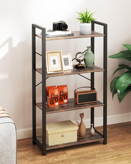 Giantex 4-Tier Bookshelf, Industrial Bookcase with Open Shelves, Metal Frame, 2 Anti-Toppling Kits