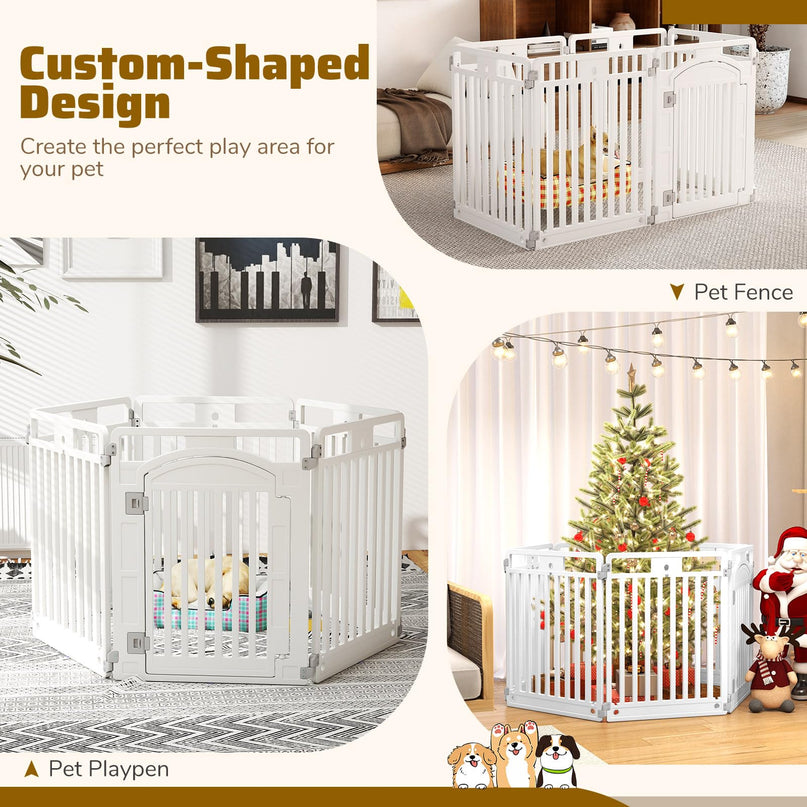 Giantex 32'' Tall Plastic Pet Fence with Lockable Door