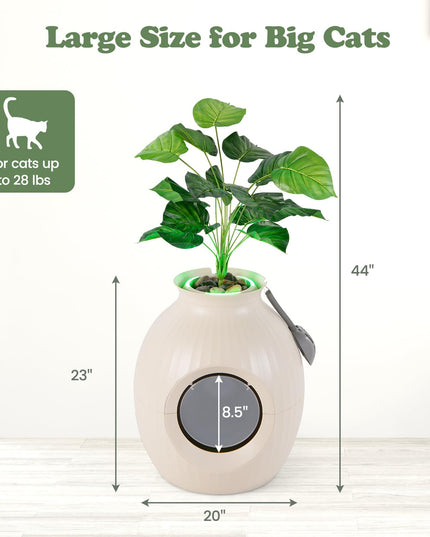 Giantex Cat Litter Box Plant - Hidden Litter Box Furniture with Lights