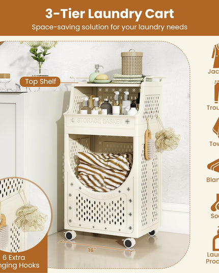 Giantex 3 Tier Rolling Laundry Cart with wheels