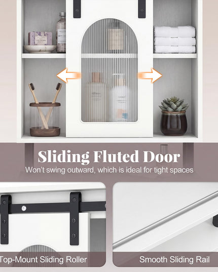 Giantex Bathroom Wall Cabinet | Farmhouse Medicine Cabinet with Sliding Barn Door