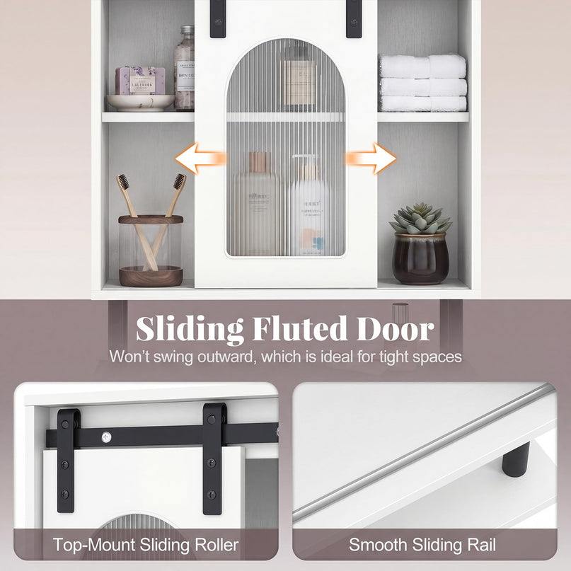 Giantex Bathroom Wall Cabinet | Farmhouse Medicine Cabinet with Sliding Barn Door