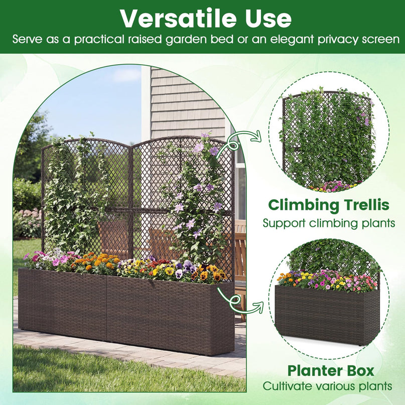 Jardinière haute en rotin PE Giantex 58"/49" avec doublure et drainage