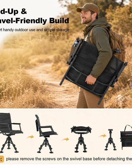 GIANTEX Portable Swivel Hunting Chair w/ 5-Level Adjustable Height
