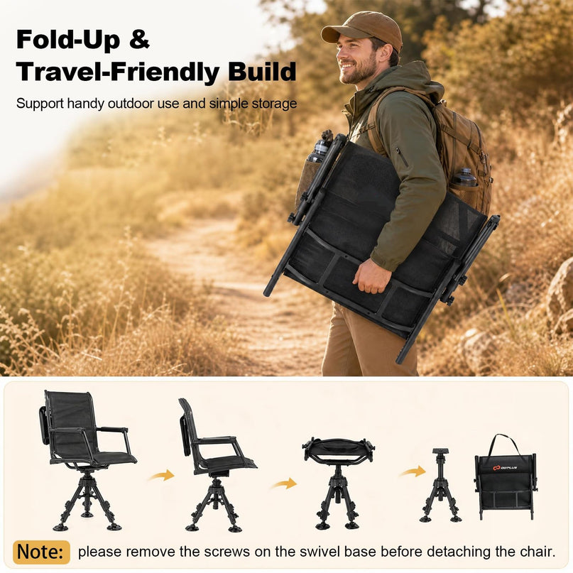 GIANTEX Portable Swivel Hunting Chair w/ 5-Level Adjustable Height