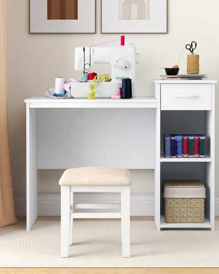 Giantex Computer Desk with Storage, Modern PC Laptop Table with Printer Shelf