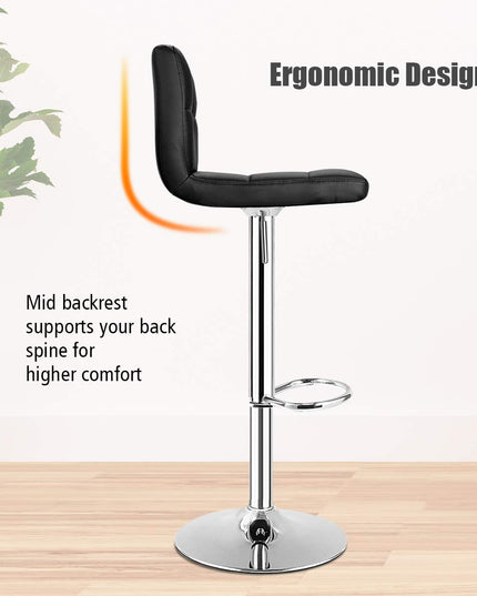 Giantex Bar Stool, Modern Swivel Adjustable Armless Barstools, Square Counter Height PU Leather Bar Stools