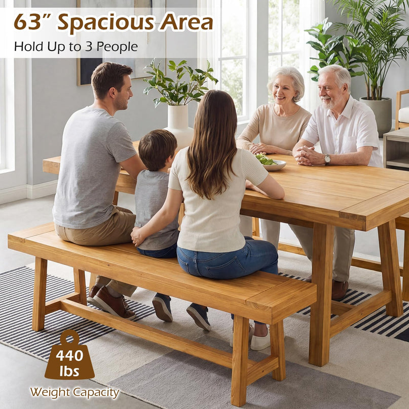 Banc de jardin Giantex en teck de 63 pouces pour 3 personnes (1/2)
