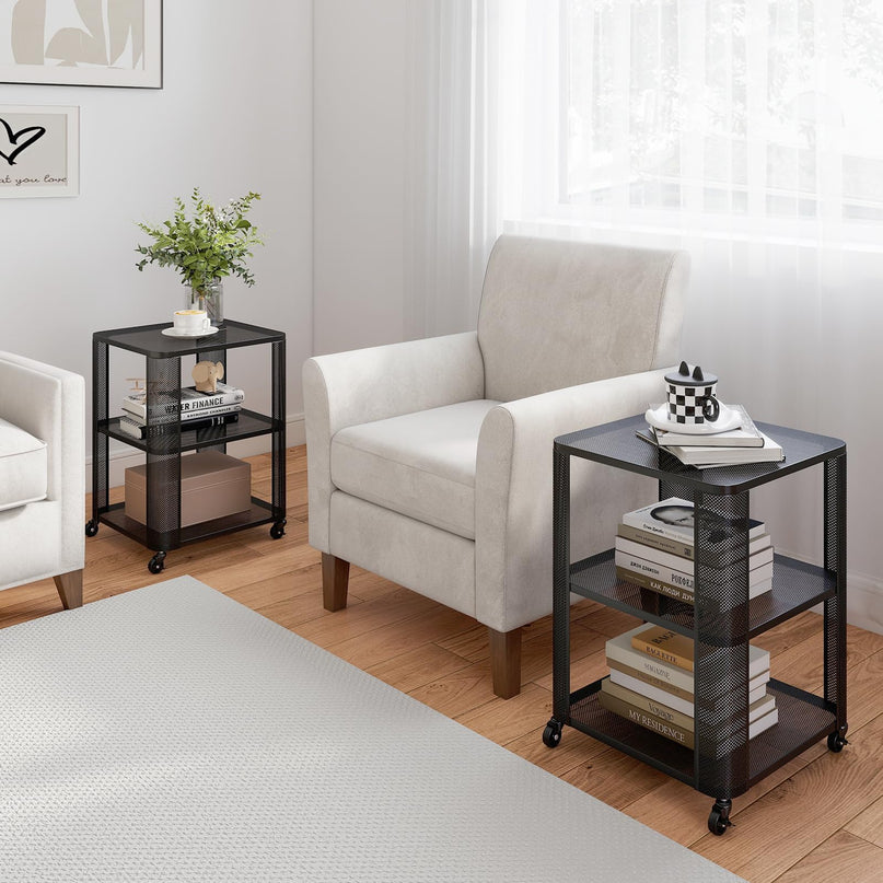 Giantex 3-Tier Rolling Side Table w/Open Storage Shelves (1/2)
