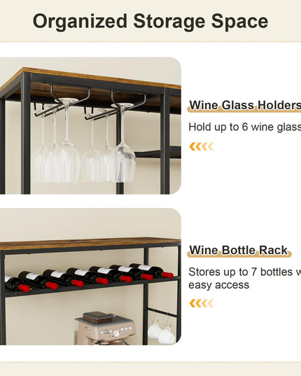 Giantex Tall Wine Bar Cabinet with LED Lights