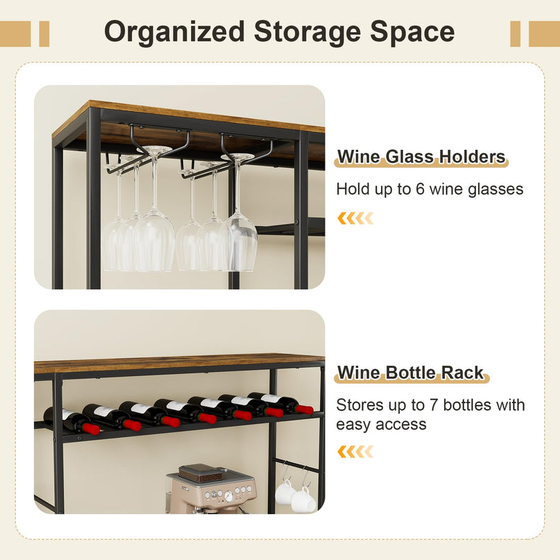 Giantex Tall Wine Bar Cabinet with LED Lights