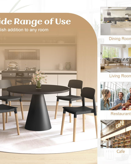 Giantex Wooden Dining Chairs Set of 4, Modern Dining Side Chairs Set w/Ergonomic Backrest, Wide Seat & Sturdy Wooden Legs