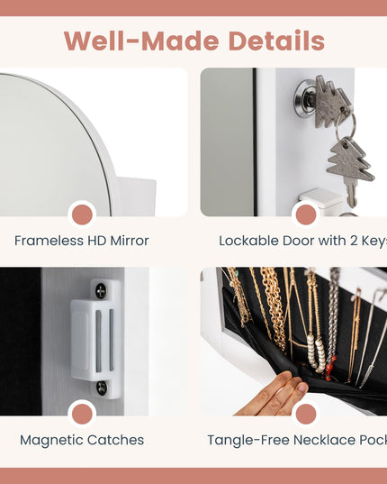 CHARMAID 3-in-1 Jewelry Cabinet Standing, Wall Mount & Over the Door
