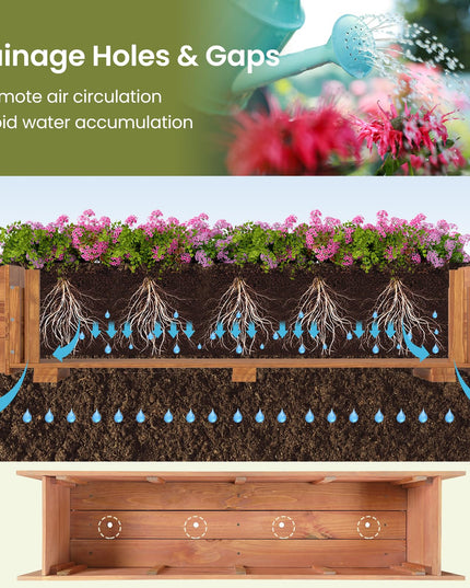 Giantex Wood Raised Garden BedRectangular Planter Box w/Drainage Hole