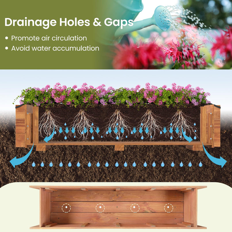Giantex Wood Raised Garden BedRectangular Planter Box w/Drainage Hole