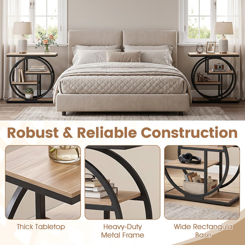 GIANTEX 4-Tier Narrow End Table with Storage & Geometric Metal Frame (1/2)