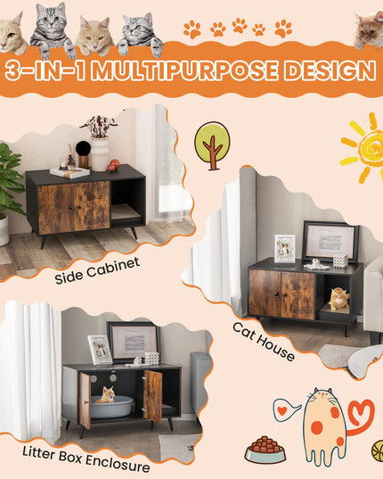 Giantex Cat Litter Box Enclosure, Hidden Cat Washroom Furniture