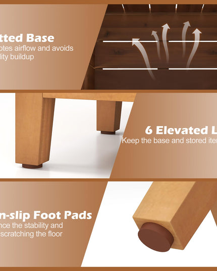 Giantex Outdoor Wooden Planter Box with Lid & Gas Rod