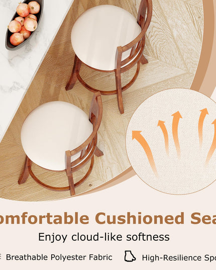 Giantex 25" Counter Height Stools with Rubber Wood Legs & Footrest & Upholstered Seat