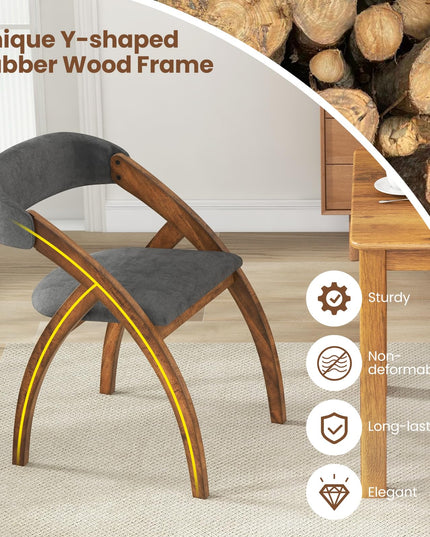 Giantex Wooden Dining Chairs, Upholstered Kitchen Chairs w/Arched Rubber Wood Legs