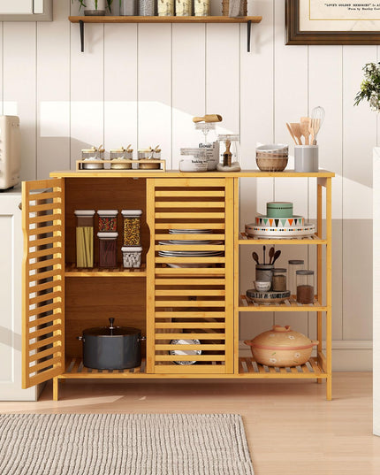 Giantex Bamboo Bathroom Storage Cabinet for Living Room