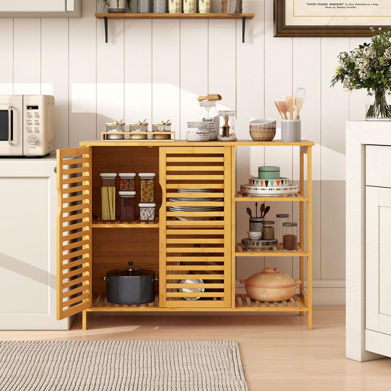 Giantex Bamboo Bathroom Storage Cabinet for Living Room