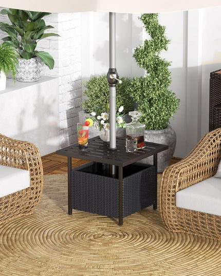 Giantex Patio Rattan Wicker Umbrella Side Table
