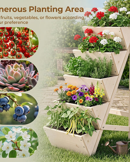 Giantex 5-Tier Wooden Freestanding Vertical Raised Garden Bed (1/2)