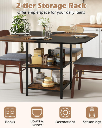 Table à manger carrée Giantex de 120,6 cm pour 4 personnes avec étagère de rangement à 2 niveaux