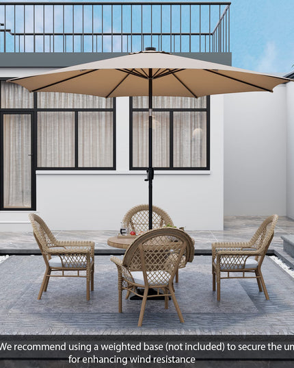 Giantex 10 ft Patio Umbrella with 112 Solar Lights, Outdoor Table Market Umbrellas with 8 Ribs