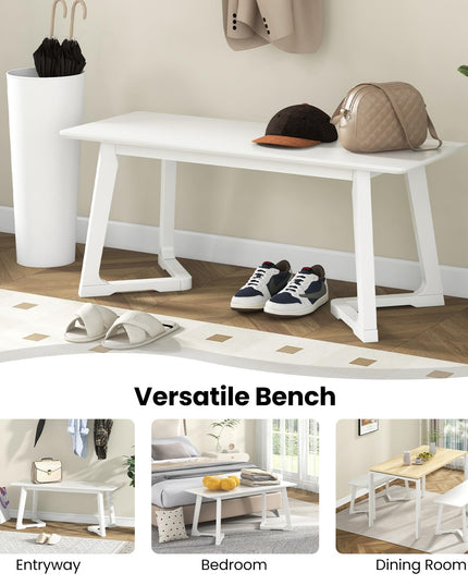 Giantex Set of 1/2 Entryway Bench, 42” Long Dining Bench with Rubber Wood Triangular Legs