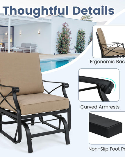 Chaise planeur d'extérieur Giantex avec coussins d'assise et de dossier épais amovibles