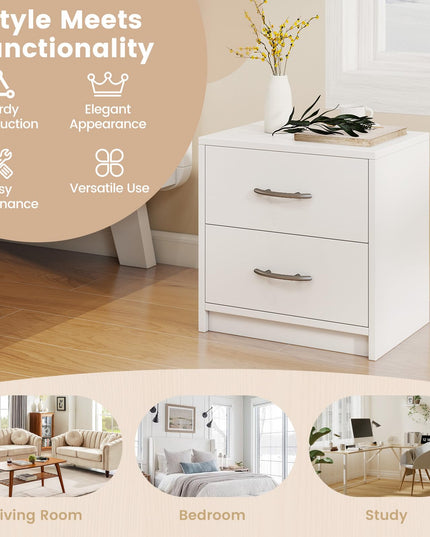 Giantex Nightstand with 2 Drawers, Modern Night Stand with Storage Drawers, Compact Floor Sofa Side Table for Small Spaces