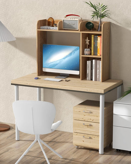 Giantex Desktop Bookshelf, Wood Desk Hutch Organizer for 27 Inch Computer Monitor