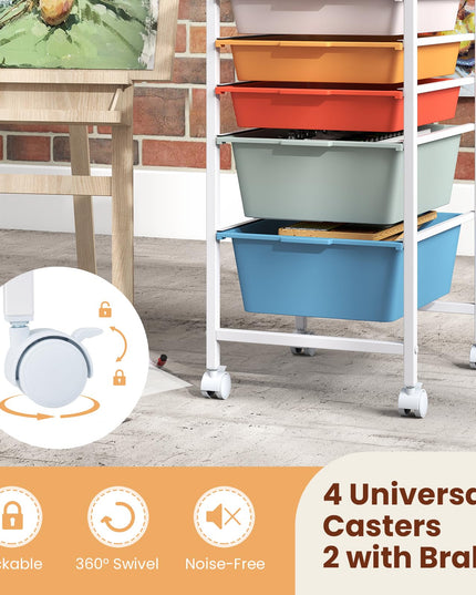 Giantex Rolling Storage Cart with 5 Drawers Utility Cart（25"H）