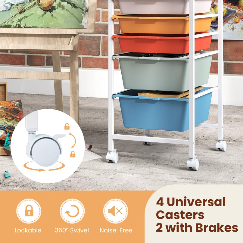 Giantex Rolling Storage Cart with 5 Drawers Utility Cart（25"H）