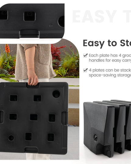 Giantex 284 lbs Fillable Offset Patio Umbrella Base, 4PCS Umbrella Stand Water Sand Weight for Cantilever Umbrella